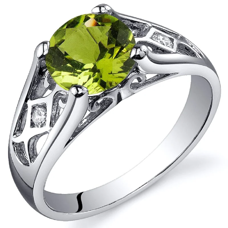 Sterling Silver 1.25 ct Peridot Solitaire Ring