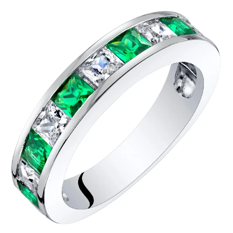 Sterling Silver 1 ct Created Emerald Birthstone Ring