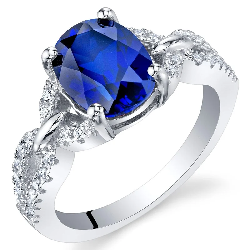 Sterling Silver 2.5 ct Created Sapphire Birthstone Ring