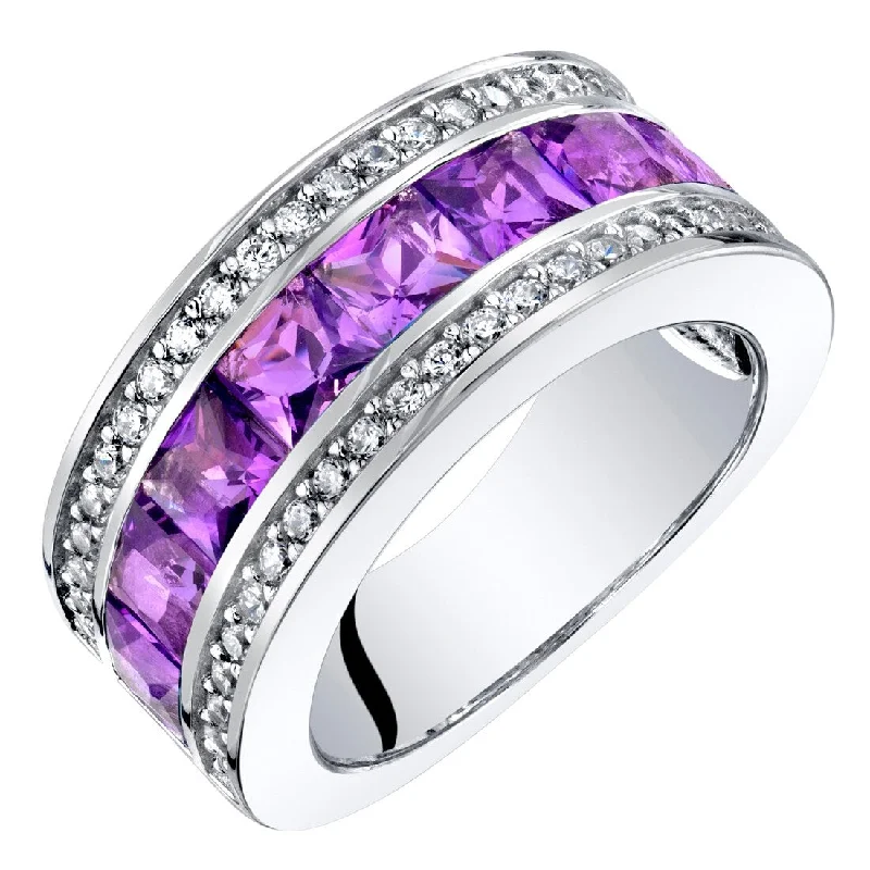 Sterling Silver 2 ct Amethyst Birthstone Ring