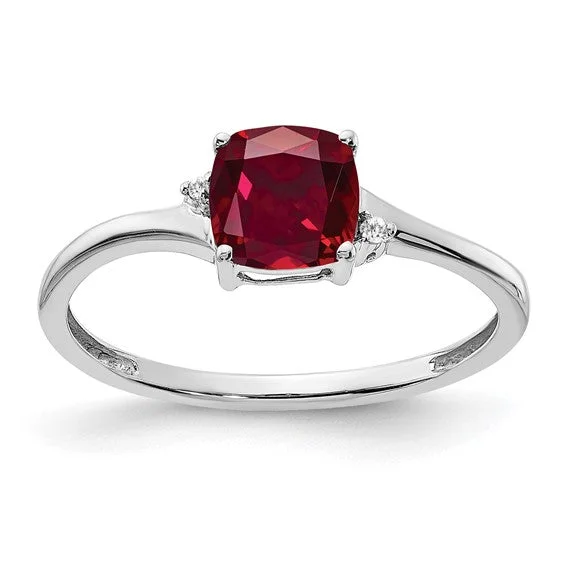 Sterling Silver Cushion Cut 6mm Gemstone And Diamond Rings