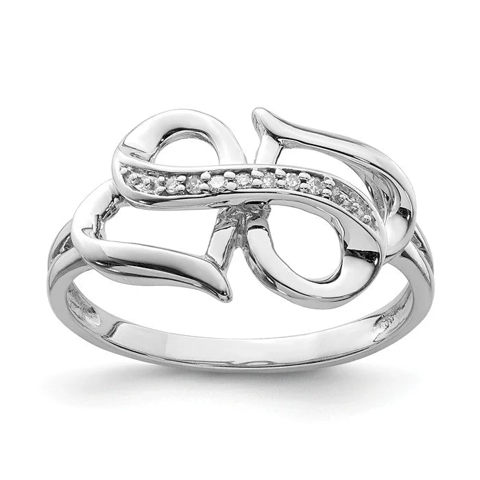 Sterling Silver Genuine Diamond Infinity Symbol Heart Ring