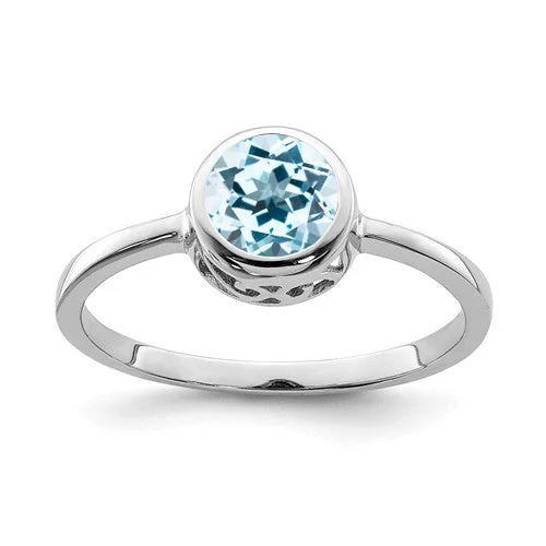 Sterling Silver Round Gemstone Filigree Bezel Set Rings