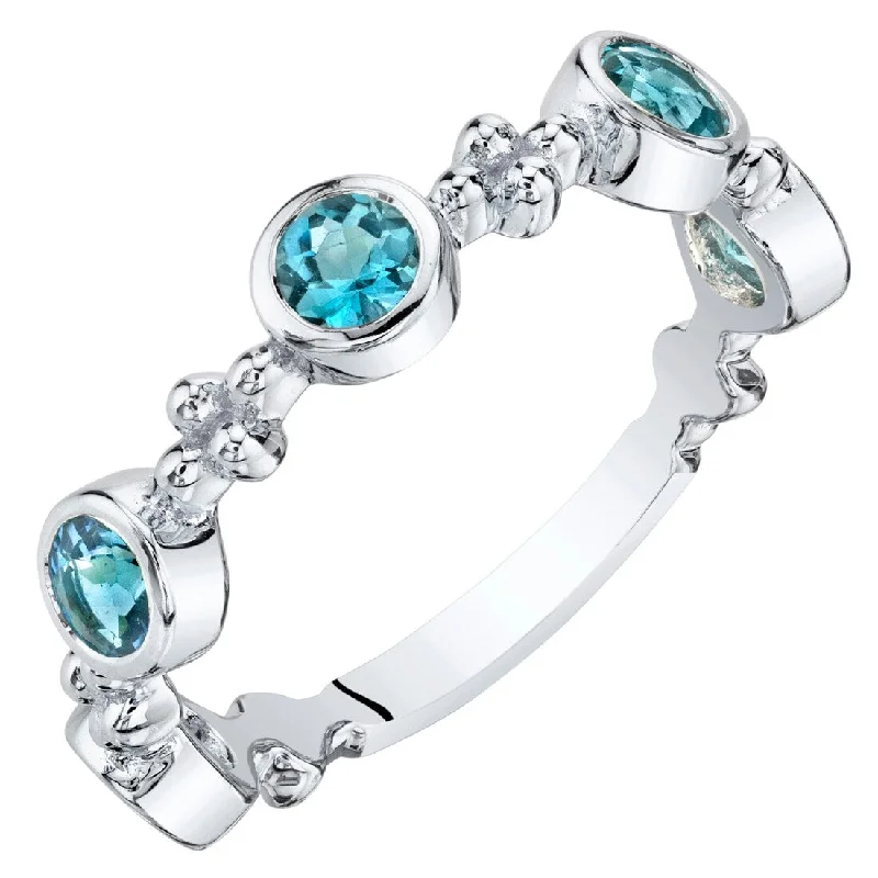 Sterling Silver London Blue Topaz Tiara Stackable Ring