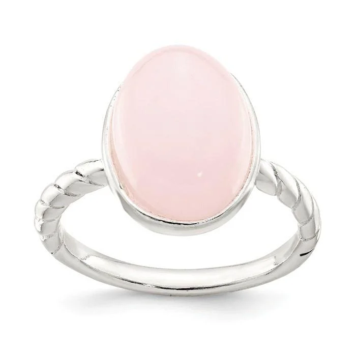 Sterling Silver Rose Quartz Oval Ring