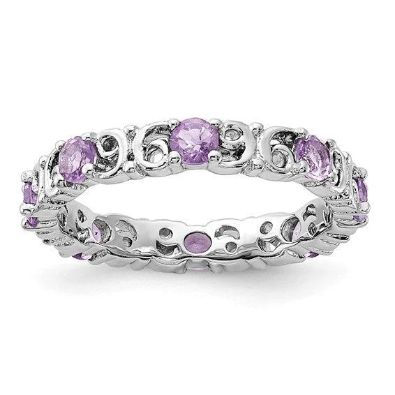 Sterling Silver Stackable Expressions Amethyst Filigree Ring