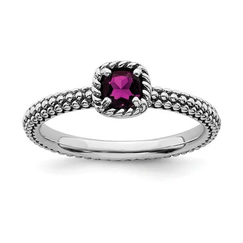 Sterling Silver Stackable Expressions Rhodolite Garnet Ring