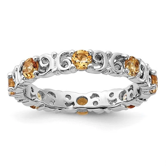 Sterling Silver Stackable Expressions Citrine Filigree Ring