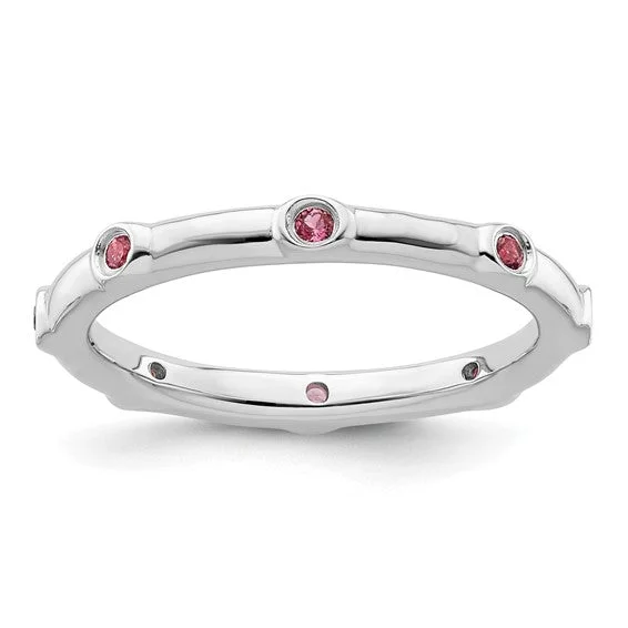 Sterling Silver Stackable Expressions Pink Tourmaline Eternity Ring