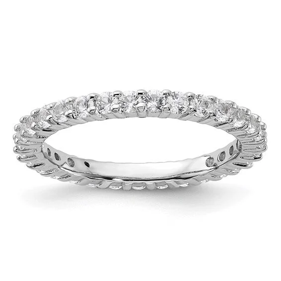 Sterling Silver Stackable Expressions White Sapphire Eternity Ring