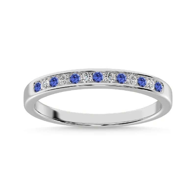 14k White Gold Tanzanite and Diamond 1/5 Ct.Tw. Anniversary Band