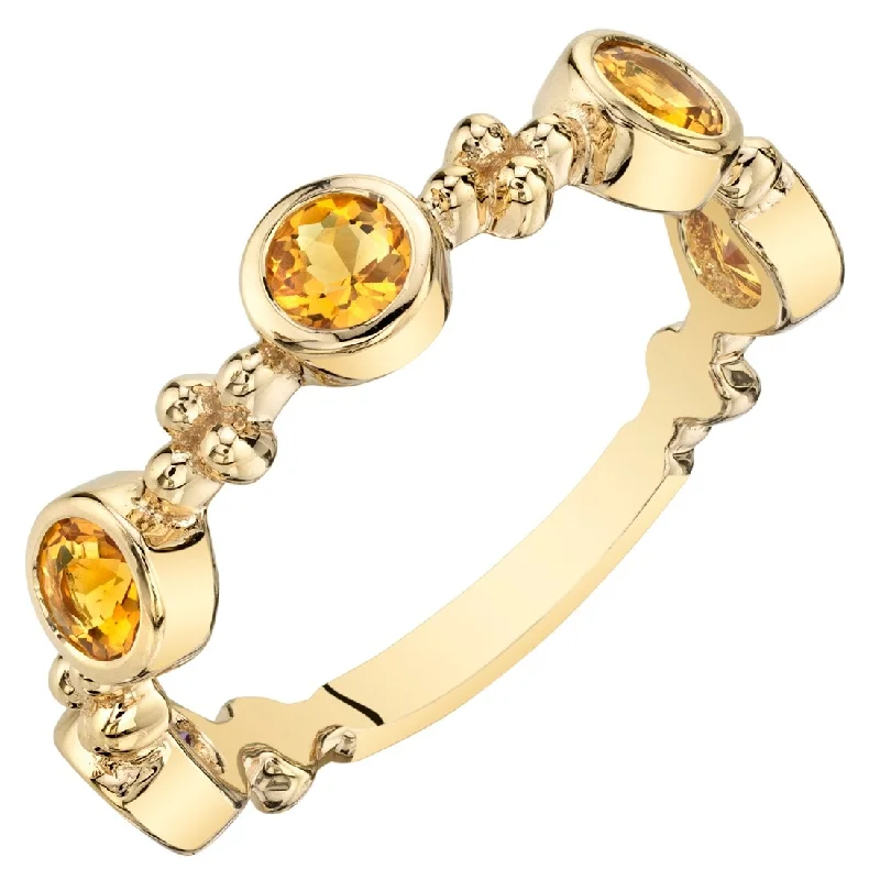 Yellow Tone Citrine Tiara Stackable Ring in Sterling Silver