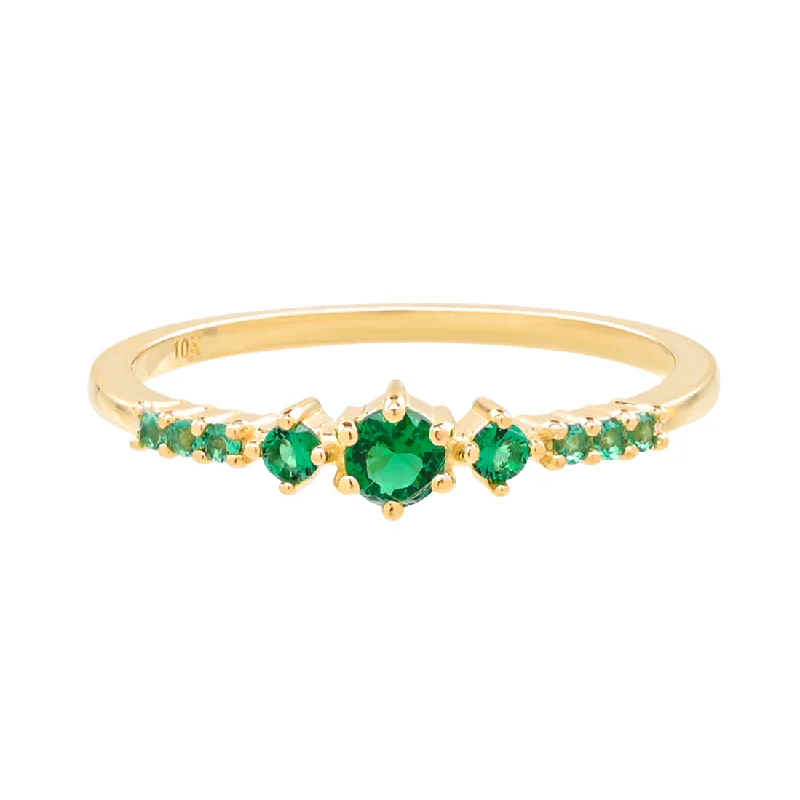 10k Solid Emerald Green Ring