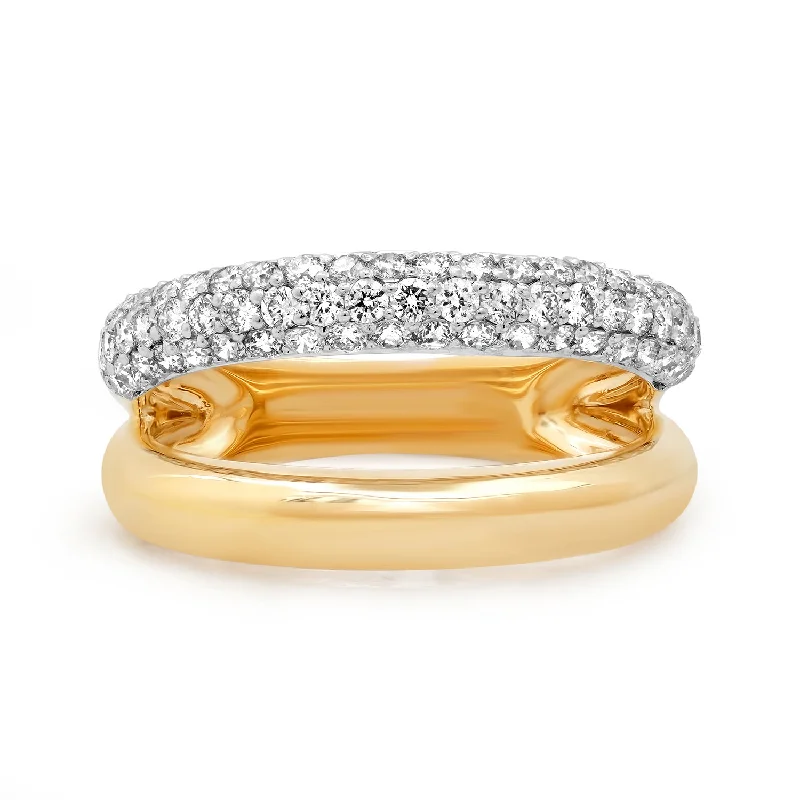 50/50 Diamond & High Polish Split Stacking Ring