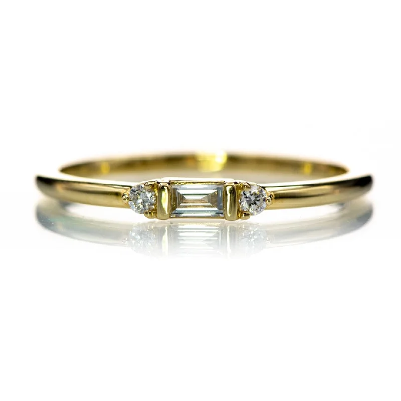 Accented Baguette Diamond Stacking Promise or Anniversary Ring