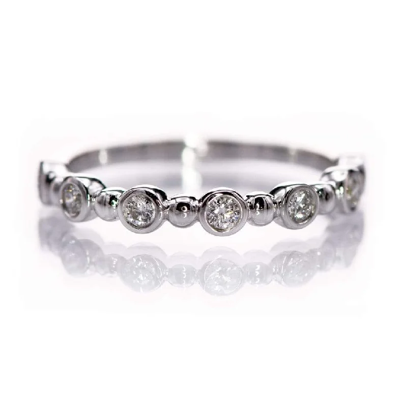 Becca Band - Diamond, Moissanite or Sapphire Bezel Set Stacking Half Eternity Anniversary Ring