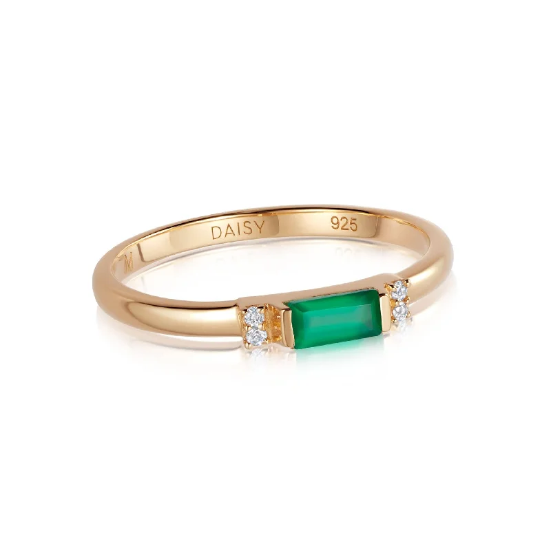 Beloved Fine Green Onyx Band Ring 18ct Gold Plate