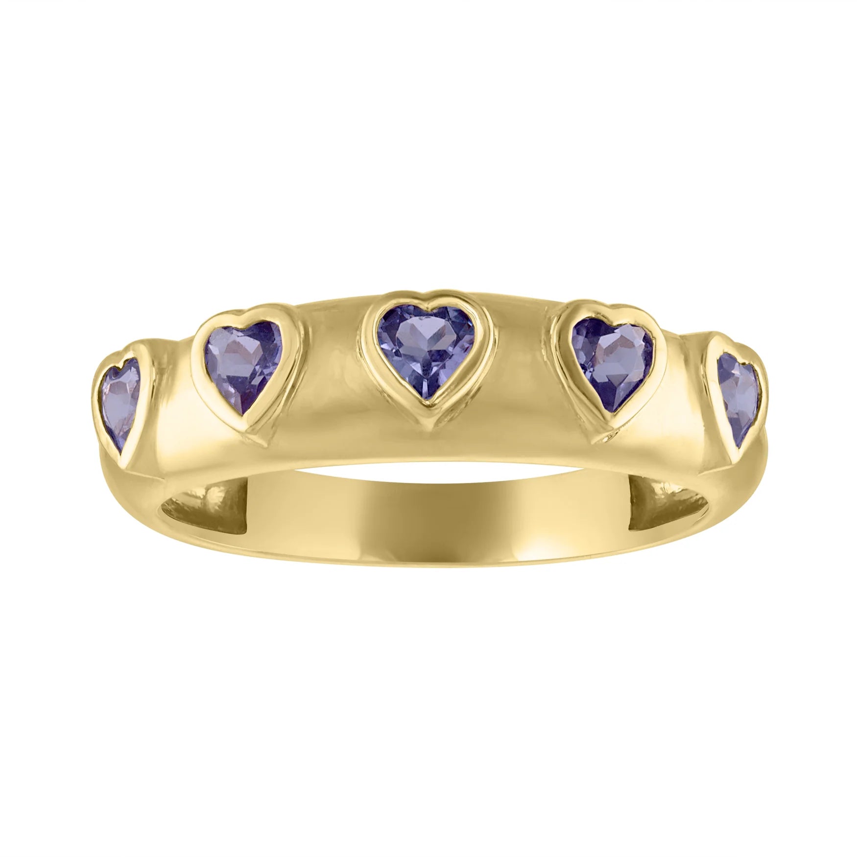 Blue Iolite or Pink Tourmaline Cooper Heart Band Ring