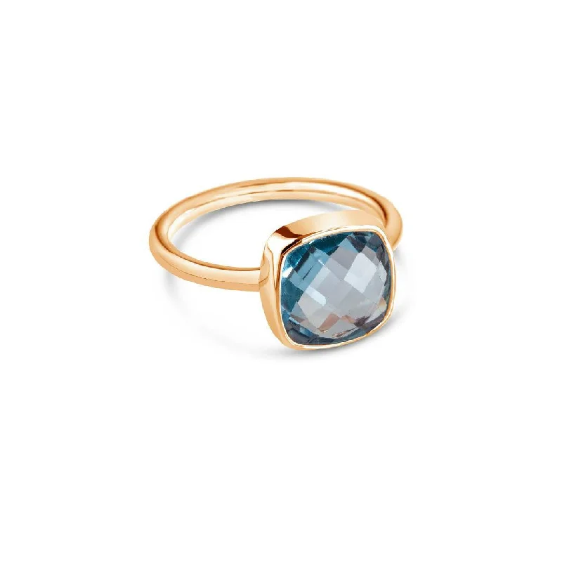 Blue Topaz Cocktail Ring | Rose Gold