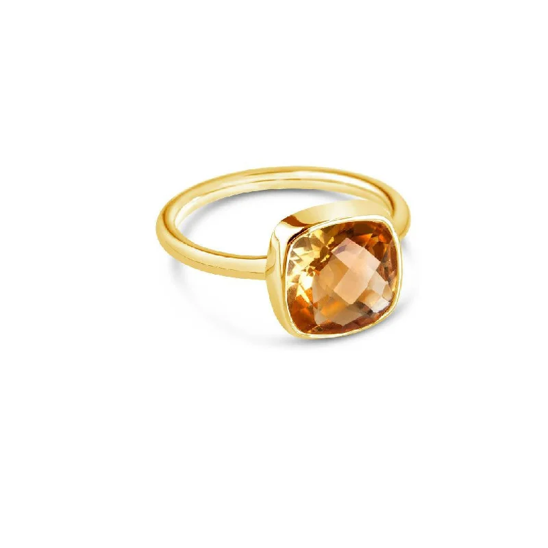 Citrine Cocktail Ring | Gold