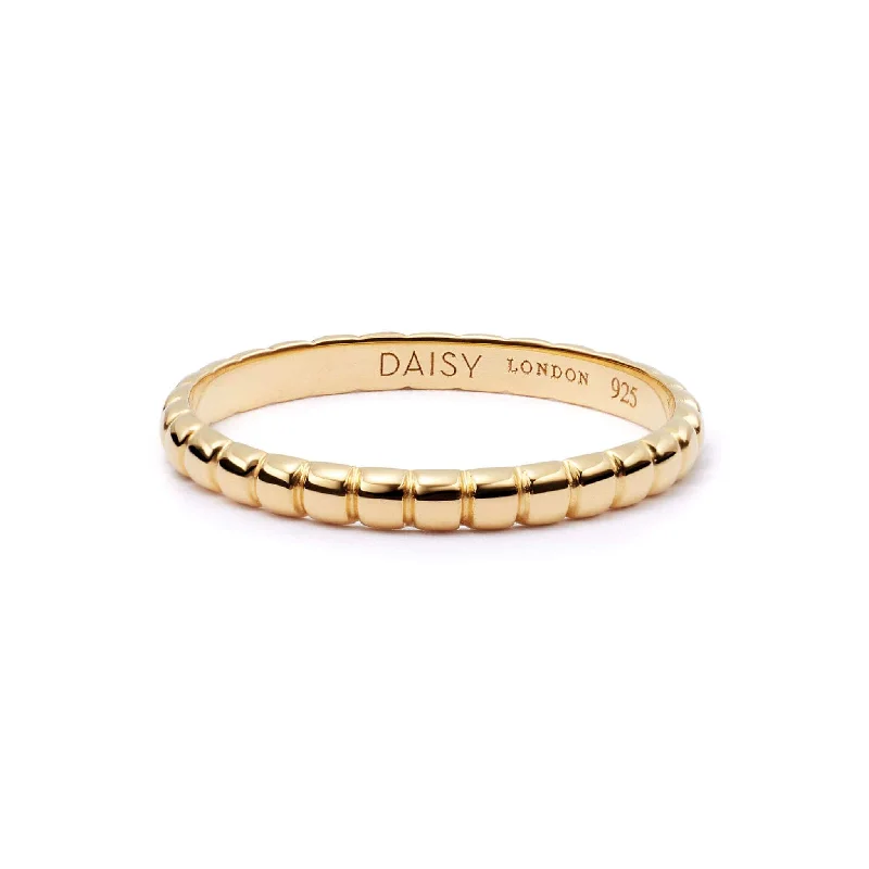 Dainty Ridged Stacking Ring 18ct Gold Plate