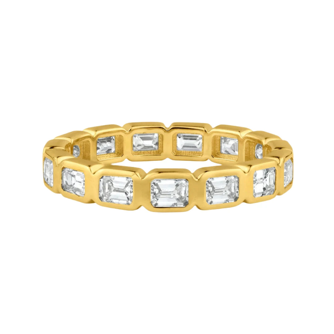 Diamond Emerald Cut Bezel Set Eternity Band Ring