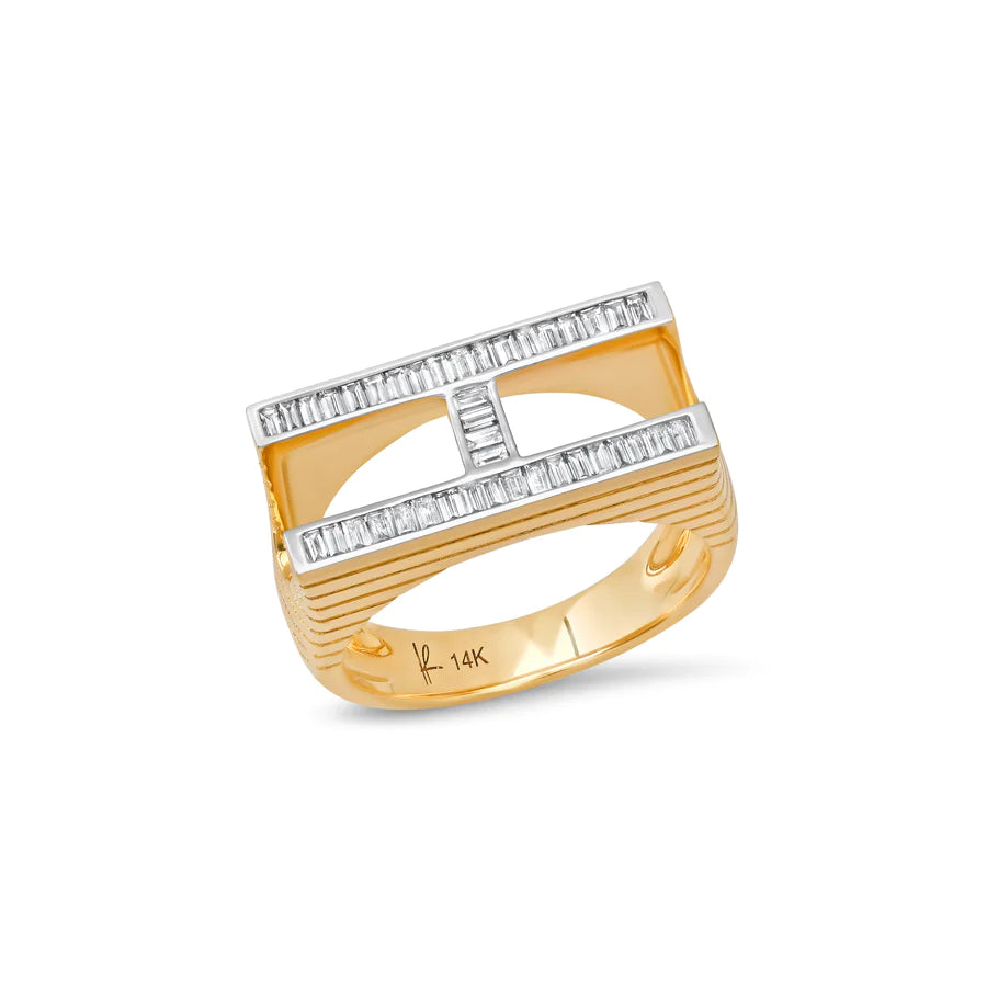 Diamond Initial Full Baguette Stacking Ring