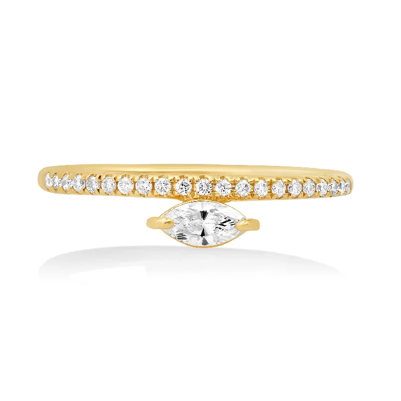 Diamond Solo Shape and Pave Band Stacking Ring