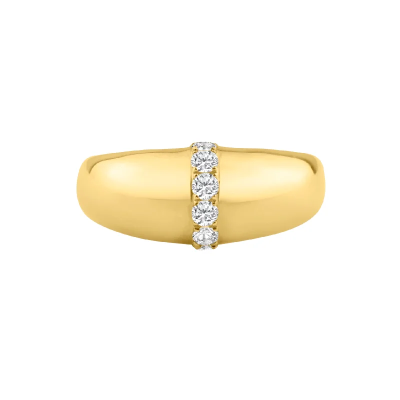 Domed & Diamond Stacking Ring