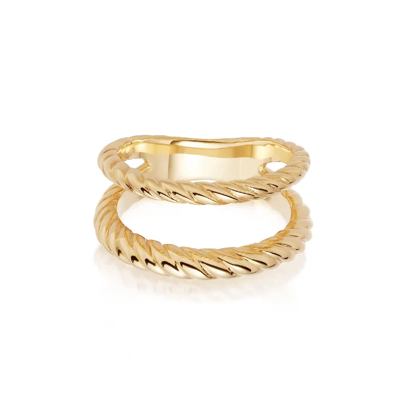 Double Rope Ring 18ct Gold Plate