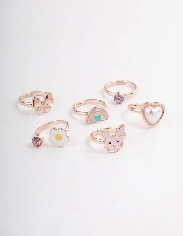 Kids Bunny Bow Ring 6-Pack