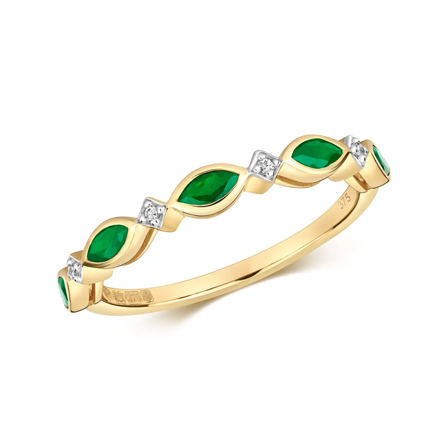 Emerald & Diamond Solid Gold Ring