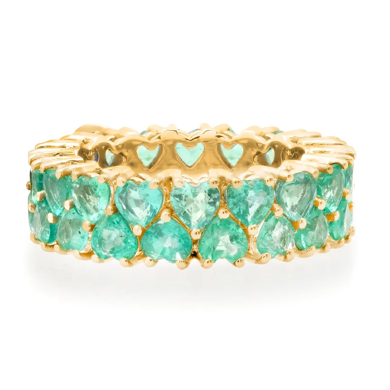 Emerald Empress Stacked Hearts Eternity Band Ring