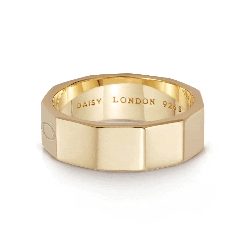 Engravable Geometric Band Ring 18ct Gold Plate