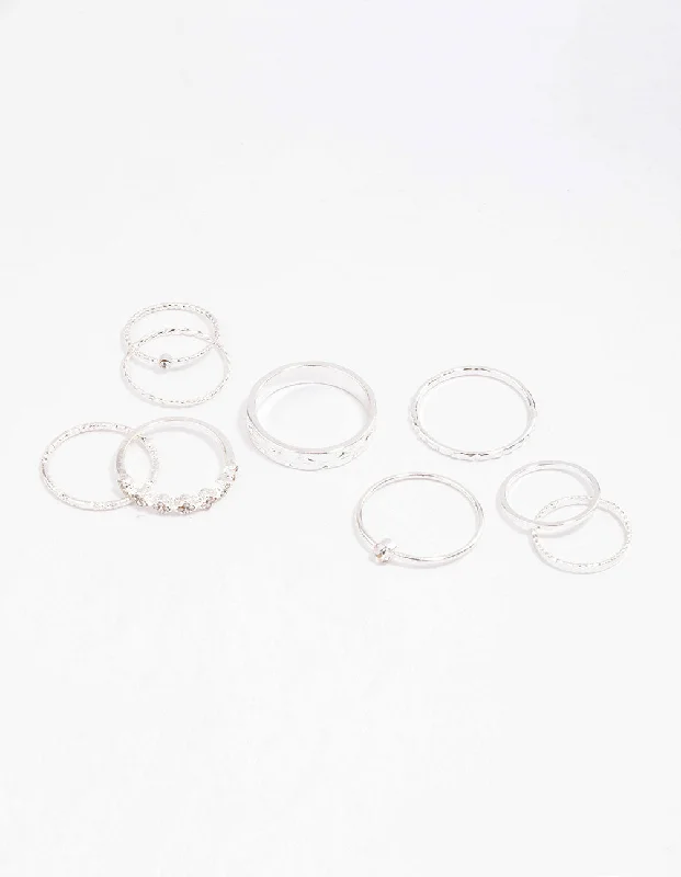 Silver Dainty Clover Ring Pack