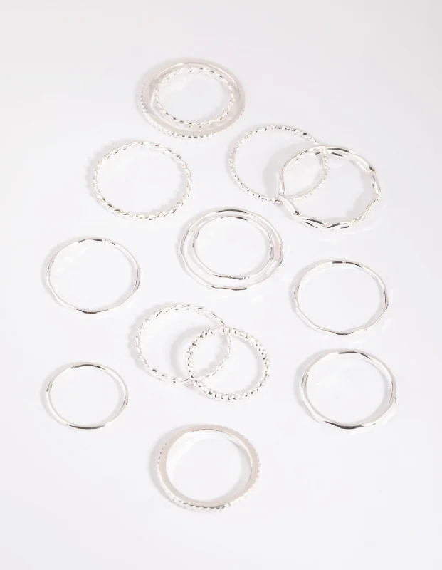 Silver Mixed Band Ring Pack