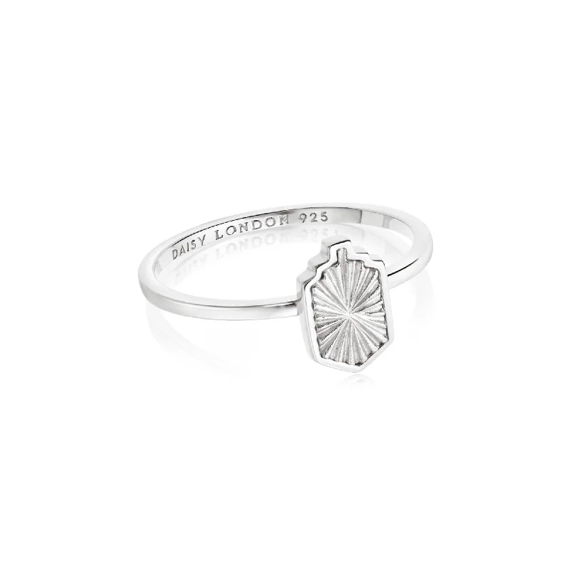 Estée Lalonde Mini Sunburst Shield Ring Sterling Silver