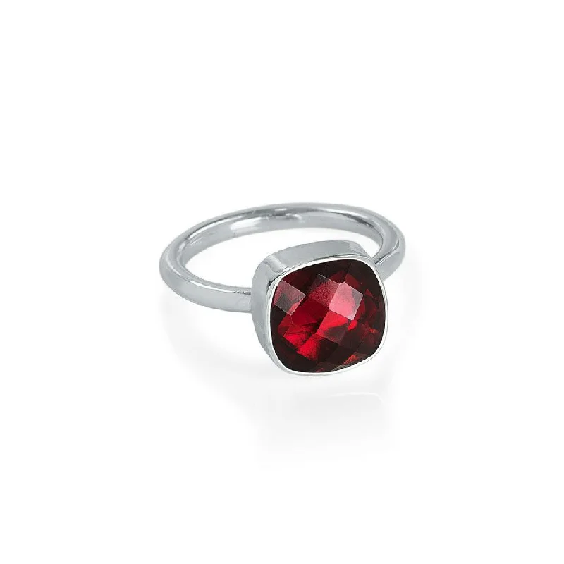 Garnet Cocktail Ring | Silver