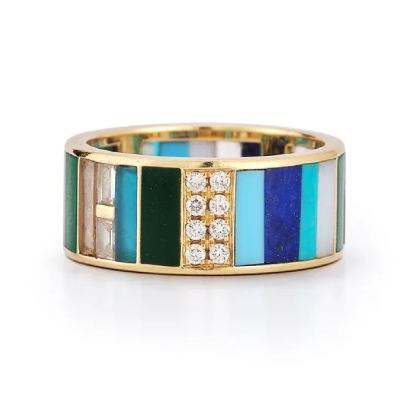 Gemstone Diamond & Enamel Isla Band Ring