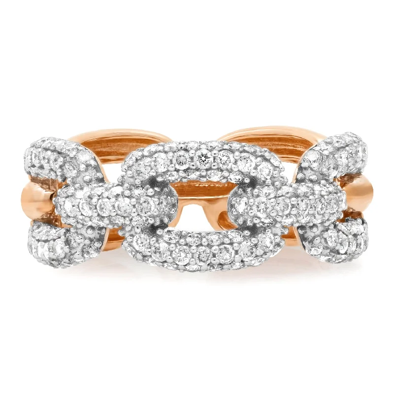 Gold & Diamond Lady Link Chain Ring