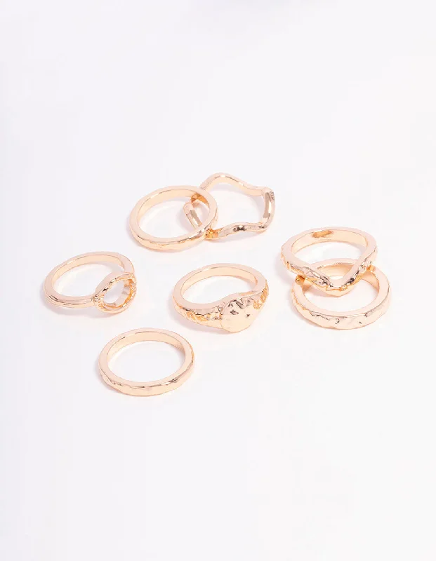 Gold Molten Organic Ball Ring 7-Pack