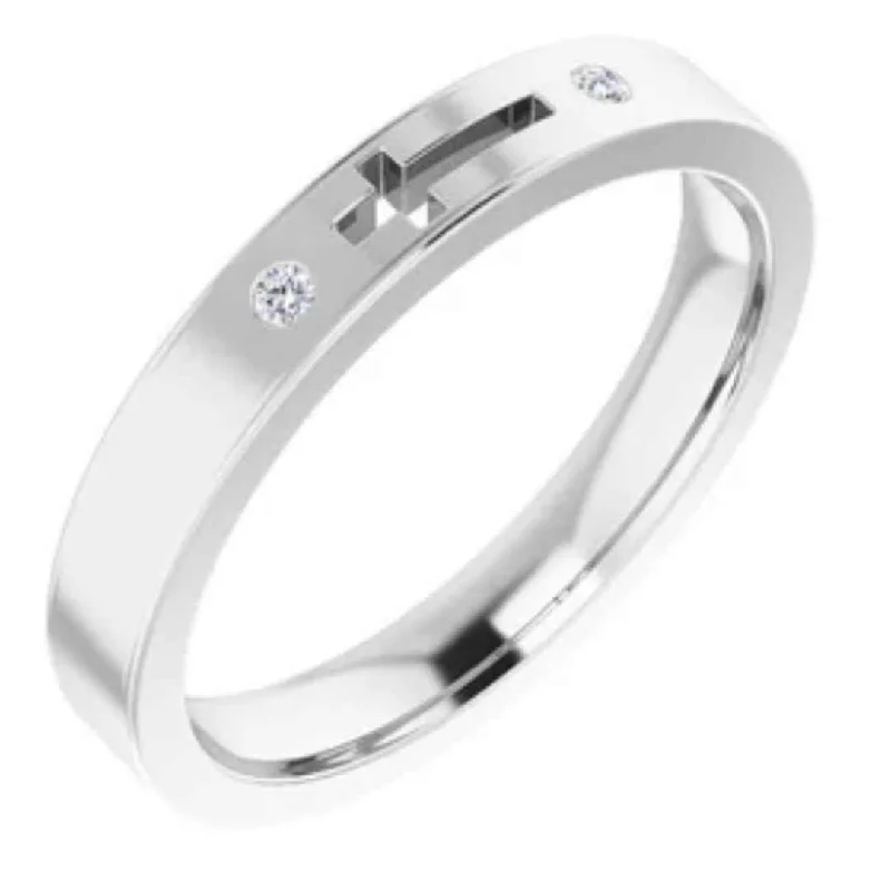 GRACE | Women's Diamond & Cross Wedding Ring | Stackable