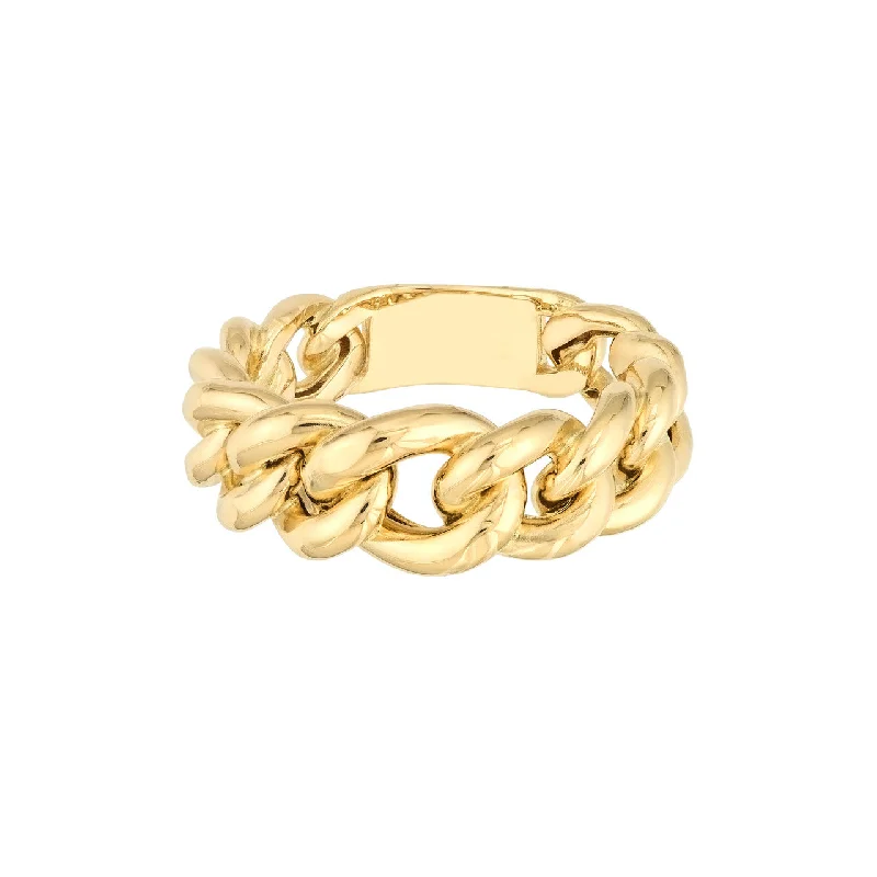 Graduated Gold Curb Chain Stacking Ring