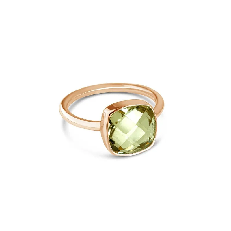 Green Amethyst Cocktail Ring | Rose Gold