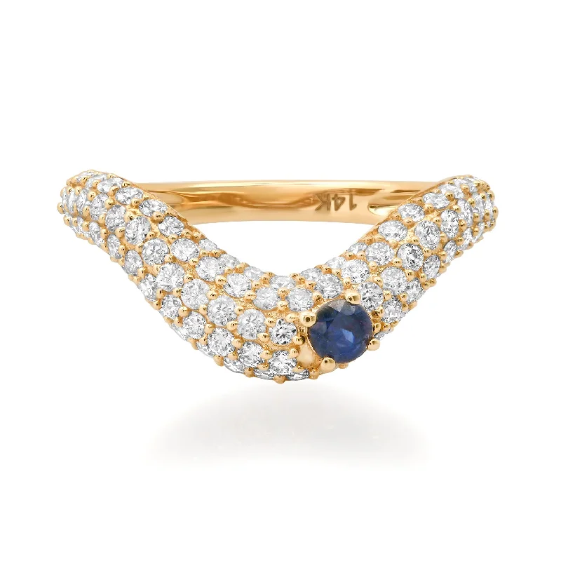 In Awe Wavy Diamond & Gemstone Stacking Ring