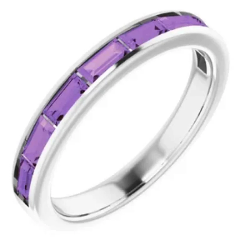 IRIS | Women's Amethyst Wedding Ring | 14K Gold | Platinum