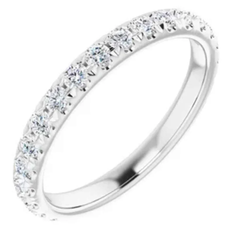 JACKIE | Women's French Set Diamond Wedding Ring | 14K Gold | Platinum