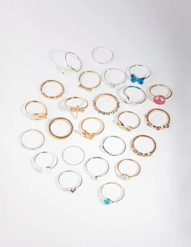 Mixed Metals Dolphin Rings 24-Pack