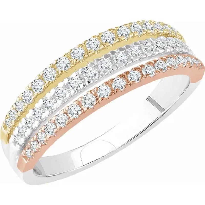 LEANNA | Women's Diamond Wedding Ring | Tri-Color | Stacked Ring