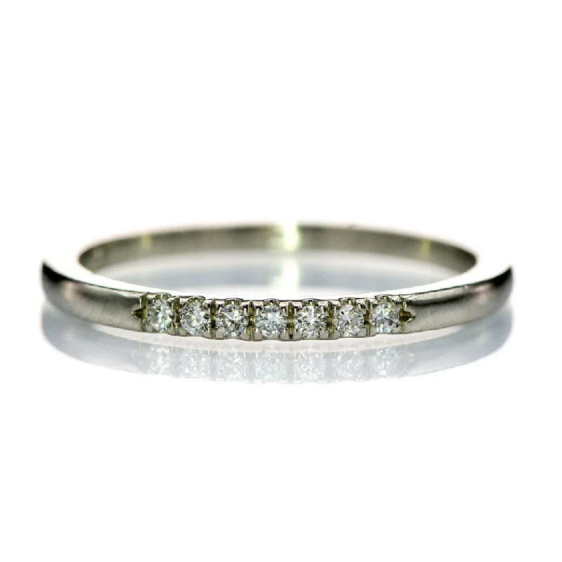 Louise Anniversary Band - French Set Moissanite or Diamond Pave Ring Stacking Wedding Band